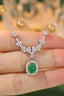 14K GOLD 2.33 CTW NATURAL EMERALD & DIAMOND NECKLACE