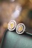 14K GOLD 0.70 CTW NATURAL YELLOW DIAMOND & DIAMOND EARRINGS