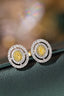 14K GOLD 0.70 CTW NATURAL YELLOW DIAMOND & DIAMOND EARRINGS