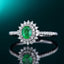 14K GOLD 0.67 CTW VIVID GREEN NATURAL EMERALD & DIAMOND RING