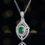 14K GOLD 0.7 CTW VIVID GREEN NATURAL EMERALD & DIAMOND PENDANT