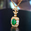 14K GOLD 0.97 CTW VIVID GREEN NATURAL EMERALD & DIAMOND PENDANT