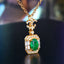 14K GOLD 0.97 CTW VIVID GREEN NATURAL EMERALD & DIAMOND PENDANT