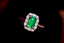 14K GOLD 0.86 CTW VIVID GREEN NATURAL EMERALD & DIAMOND RING