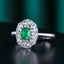 14K GOLD 0.43 CTW VIVID GREEN NATURAL EMERALD & DIAMOND RING