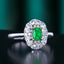 14K GOLD 0.43 CTW VIVID GREEN NATURAL EMERALD & DIAMOND RING