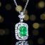 14K GOLD 1.45 CTW VIVID GREEN NATURAL EMERALD & DIAMOND PENDANT