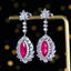 14K GOLD 9.88 CTW NATURAL RUBY & SAPPHIRE EARRINGS