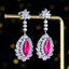 14K GOLD 9.88 CTW NATURAL RUBY & SAPPHIRE EARRINGS