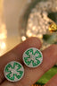 14K GOLD 1.28 CTW VIVID GREEN NATURAL EMERALD & DIAMOND EARRINGS