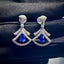 14K GOLD 1.01 CT VIVID BLUE NATURAL SAPPHIRE & DIAMOND EARRINGS