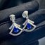 14K GOLD 1.01 CT VIVID BLUE NATURAL SAPPHIRE & DIAMOND EARRINGS