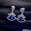 14K GOLD 1.01 CT VIVID BLUE NATURAL SAPPHIRE & DIAMOND EARRINGS