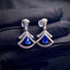 14K GOLD 1.01 CT VIVID BLUE NATURAL SAPPHIRE & DIAMOND EARRINGS