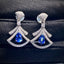 14K GOLD 1.01 CT VIVID BLUE NATURAL SAPPHIRE & DIAMOND EARRINGS