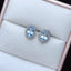 14K GOLD 1.25 CT NATURAL AQUAMARINE & DIAMOND EARRINGS