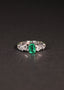 14K GOLD 0.82 CT VIVID GREEN NATURAL EMERALD & DIAMOND RING