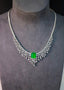 14K GOLD 11.58 CTW VIVID GREEN NATURAL EMERALD & DIAMOND NECKLACE