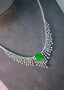 14K GOLD 11.58 CTW VIVID GREEN NATURAL EMERALD & DIAMOND NECKLACE