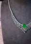 14K GOLD 11.58 CTW VIVID GREEN NATURAL EMERALD & DIAMOND NECKLACE