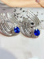 14K GOLD 4.75 CTW NATURAL SAPPHIRE & SAPPHIRE EARRINGS