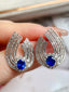 14K GOLD 4.75 CTW NATURAL SAPPHIRE & SAPPHIRE EARRINGS