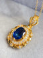 14K GOLD 1.28 CTW NATURAL SAPPHIRE & DIAMOND PENDANT