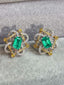 14K GOLD 1.58 CTW VIVID GREEN NATURAL EMERALD & DIAMOND EARRINGS