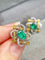 14K GOLD 1.58 CTW VIVID GREEN NATURAL EMERALD & DIAMOND EARRINGS