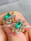 14K GOLD 1.58 CTW VIVID GREEN NATURAL EMERALD & DIAMOND EARRINGS