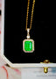 14K GOLD 1.37 CTW VIVID GREEN NATURAL EMERALD & DIAMOND PENDANT