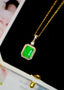 14K GOLD 1.37 CTW VIVID GREEN NATURAL EMERALD & DIAMOND PENDANT