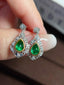 14K GOLD 1.21 CTW VIVID GREEN NATURAL EMERALD & DIAMOND EARRINGS