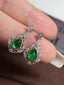 14K GOLD 1.21 CTW VIVID GREEN NATURAL EMERALD & DIAMOND EARRINGS