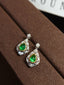 14K GOLD 1.21 CTW VIVID GREEN NATURAL EMERALD & DIAMOND EARRINGS