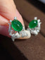 14K GOLD 2.80 CTW VIVID GREEN NATURAL EMERALD & DIAMOND EARRINGS