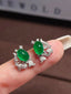 14K GOLD 2.80 CTW VIVID GREEN NATURAL EMERALD & DIAMOND EARRINGS