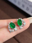 14K GOLD 2.80 CTW VIVID GREEN NATURAL EMERALD & DIAMOND EARRINGS