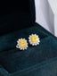 14K GOLD 1.23 CTW NATURAL YELLOW DIAMOND & DIAMOND EARRINGS