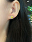 14K GOLD 1.23 CTW NATURAL YELLOW DIAMOND & DIAMOND EARRINGS