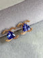 14K GOLD 1.5 CT NATURAL TANZANITE & DIAMOND EARRINGS