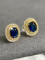 14K GOLD 2.90 CTW NATURAL SAPPHIRE & DIAMOND EARRINGS