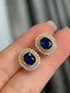 14K GOLD 2.90 CTW NATURAL SAPPHIRE & DIAMOND EARRINGS