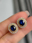 14K GOLD 2.90 CTW NATURAL SAPPHIRE & DIAMOND EARRINGS