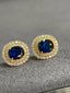 14K GOLD 2.90 CTW NATURAL SAPPHIRE & DIAMOND EARRINGS