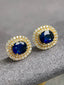 14K GOLD 2.90 CTW NATURAL SAPPHIRE & DIAMOND EARRINGS