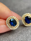 14K GOLD 2.90 CTW NATURAL SAPPHIRE & DIAMOND EARRINGS