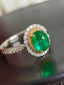 14K GOLD 1.87 CTW VIVID GREEN NATURAL EMERALD & DIAMOND RING