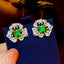 14K GOLD 1.84 CTW VIVID GREEN NATURAL EMERALD & DIAMOND EARRINGS