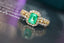 14K GOLD 0.84 CTW VIVID GREEN NATURAL EMERALD & DIAMOND RING